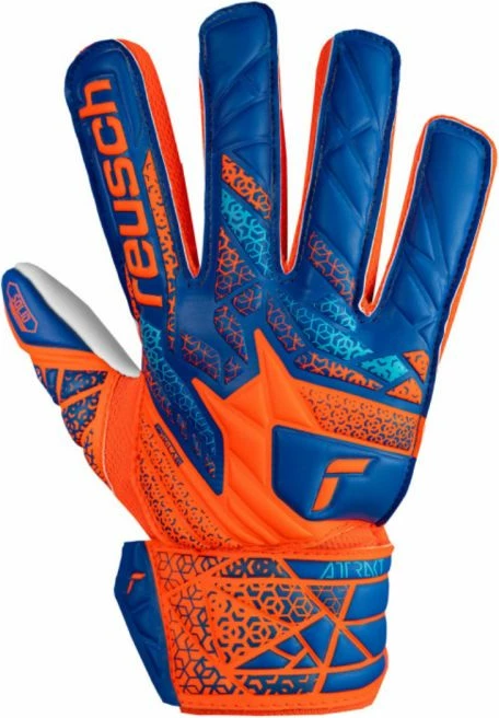 Dober oprijem, zaščita prstov — Reusch Attrakt Starter rokavice za vratarje za otroke, modro-oranžne