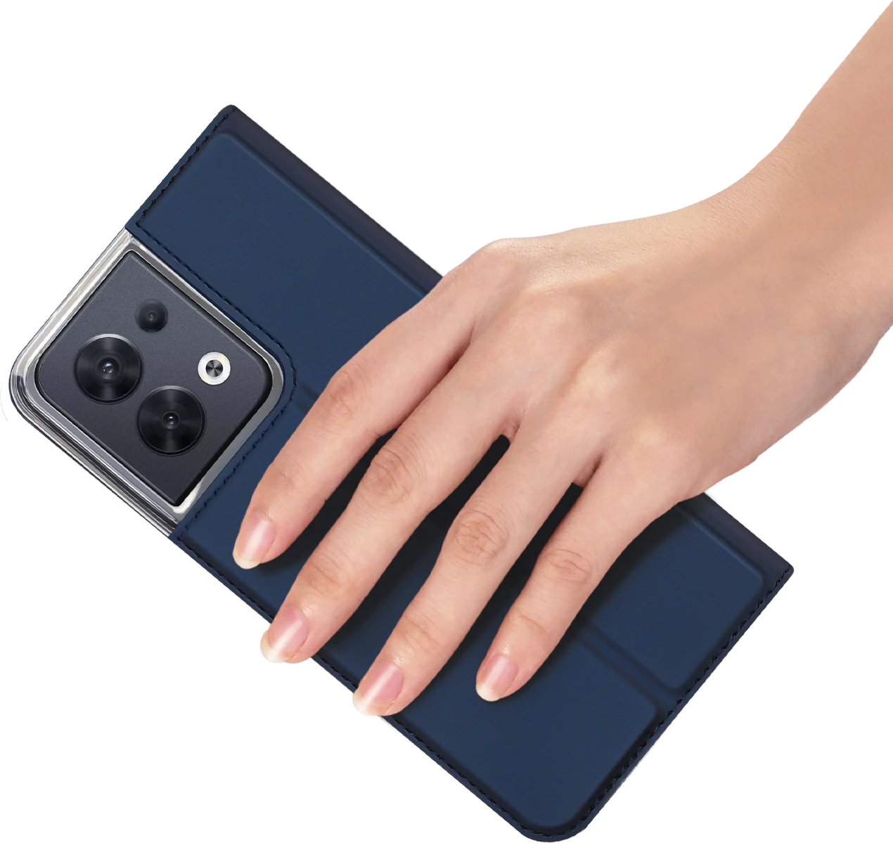 Ovitek za pametni telefon Dux Ducis Skin Pro za Oppo Reno 8, s preklopnim pokrovom, z žepom za kartico, s funkcijo stojala, moder
