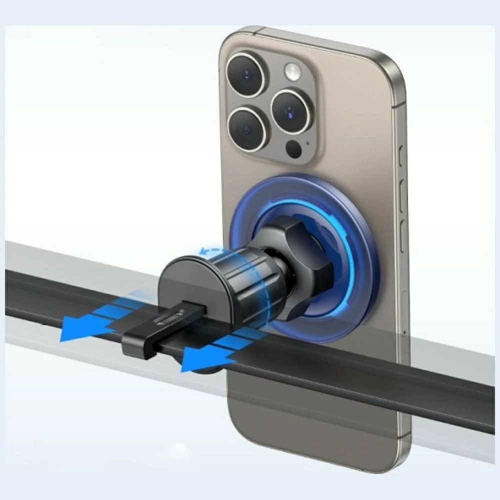 Magnetno držalo za reže prezračevanja za pametni telefon, USAMS ZJ081 (USA001646), 360° rotacija, montaža s sponko, črno