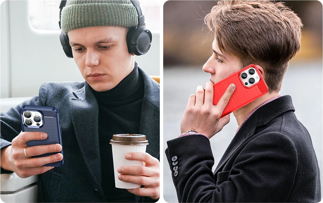 Zaščitna ovitek Hurtel Carbon za iPhone 14 Pro, TPU, modra