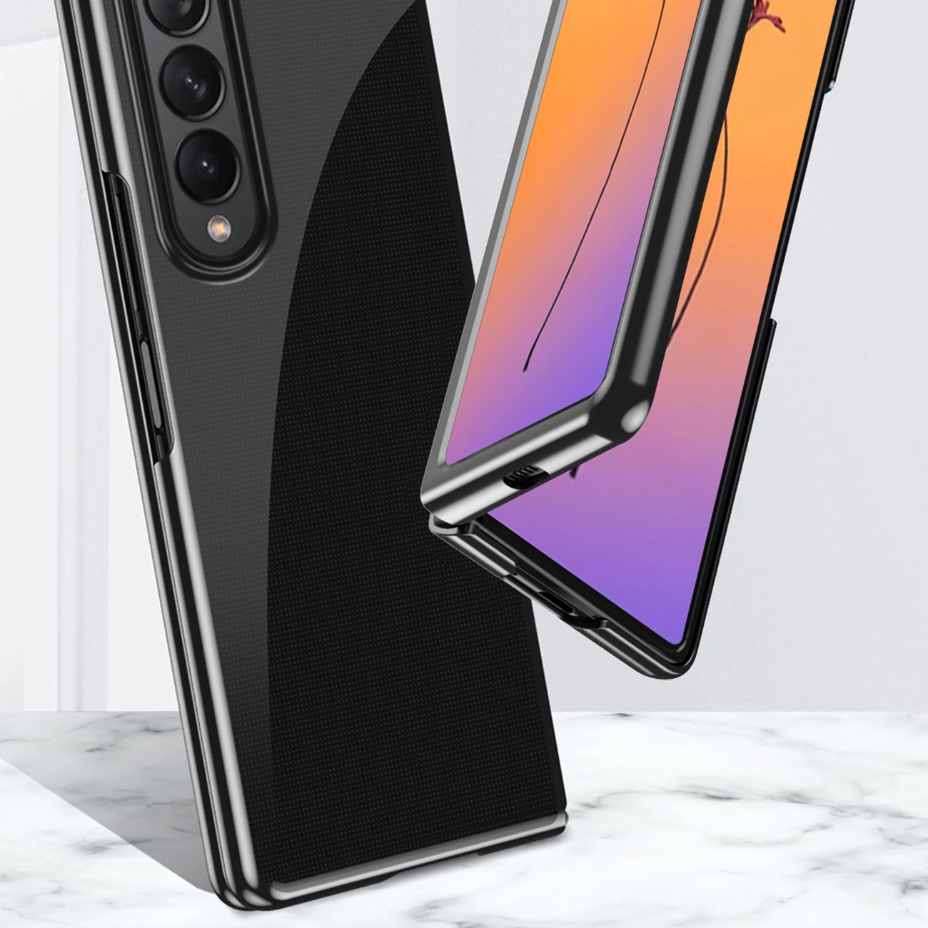 Zaščitna prevleka Hurtel Plating Case za Samsung Galaxy Z Fold 4, PC, kovinska okvirna, rožnata
