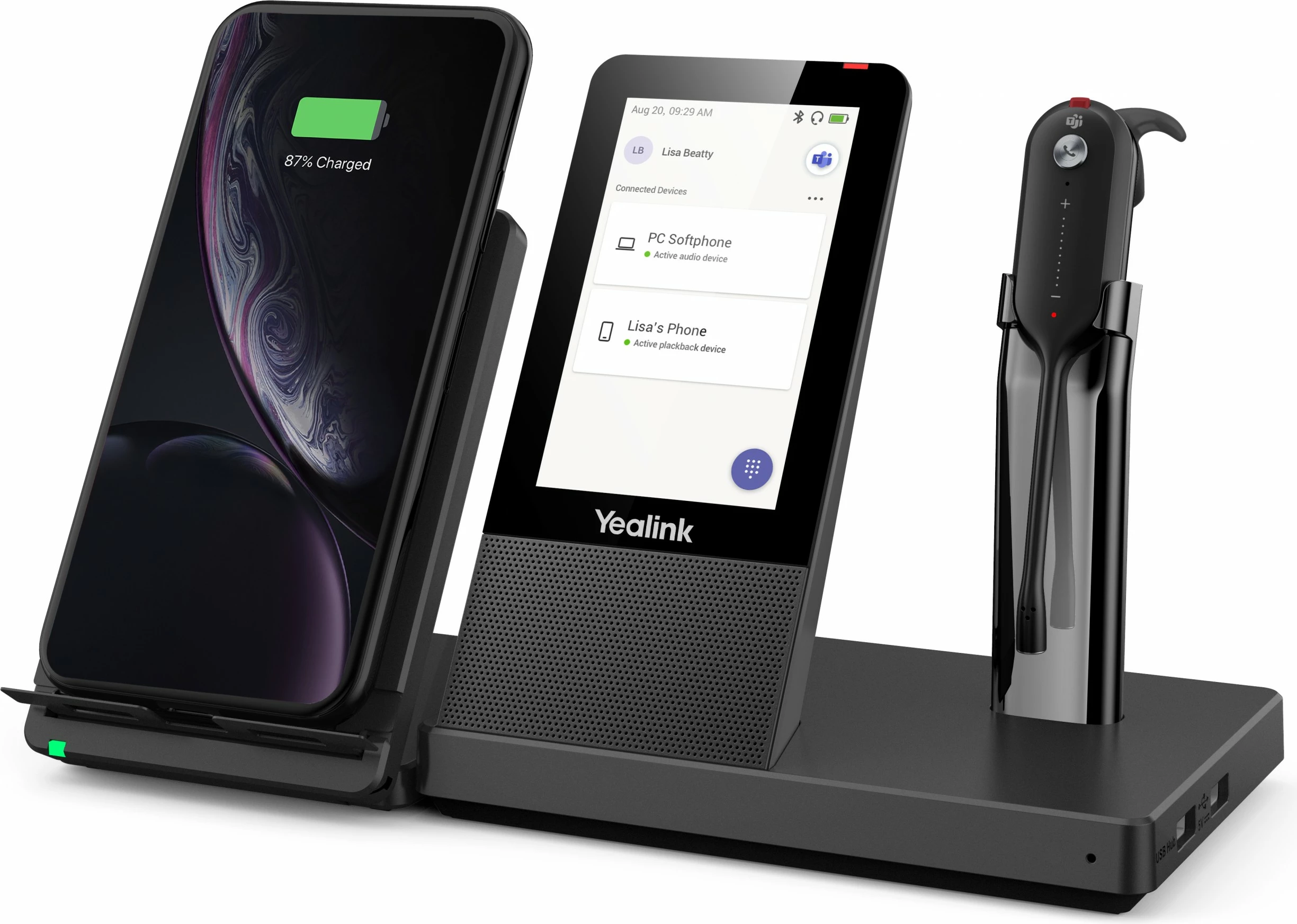 Brezžične slušalke za pisarno/call center Yealink WH67, črne