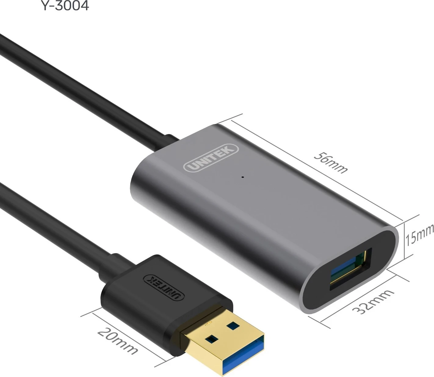 USB kabel 10 m, črn - Unitek