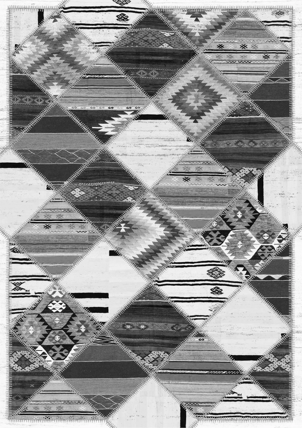 Etnična preproga s resicami, siva, 160x230 cm