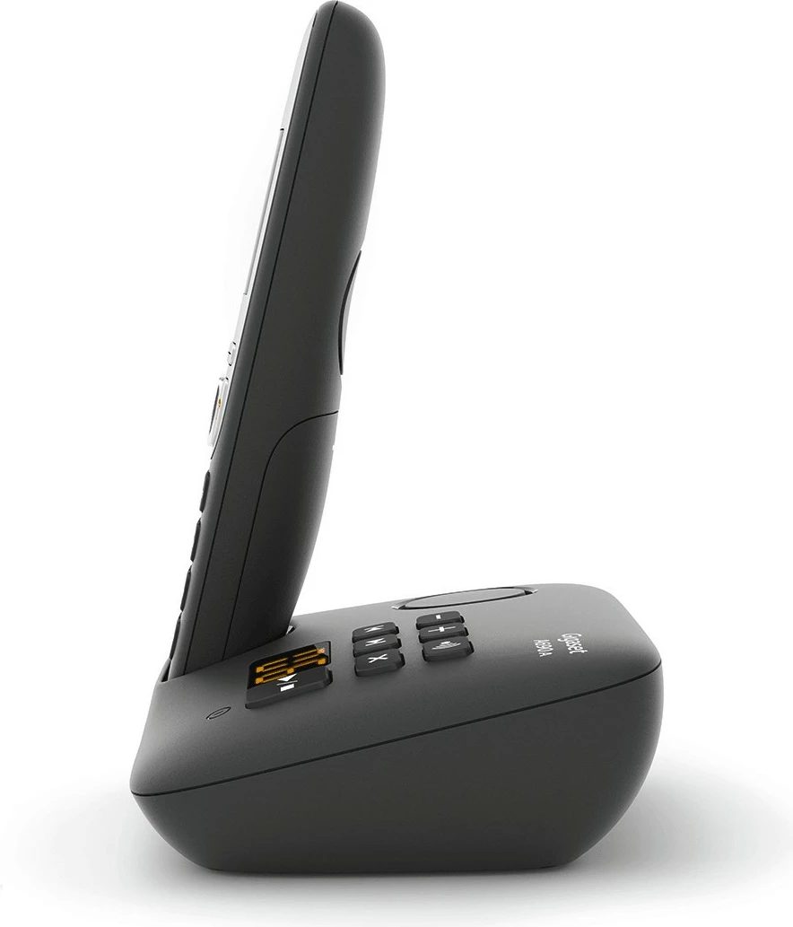 Brezžični stacionarni telefon z avtomatskim snemalnikom Gigaset A690A, imenik 100 stikov, črn