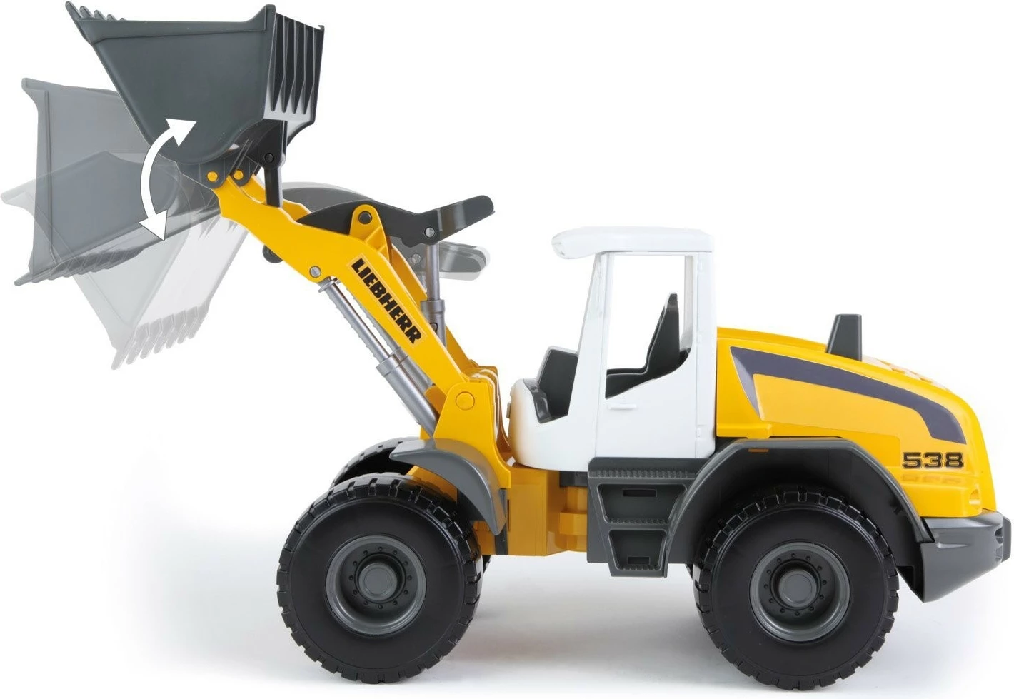 Ekskavator igrača Lena Worxx Liebherr L 538, plastičen, 48 cm, rumena/siva/bela