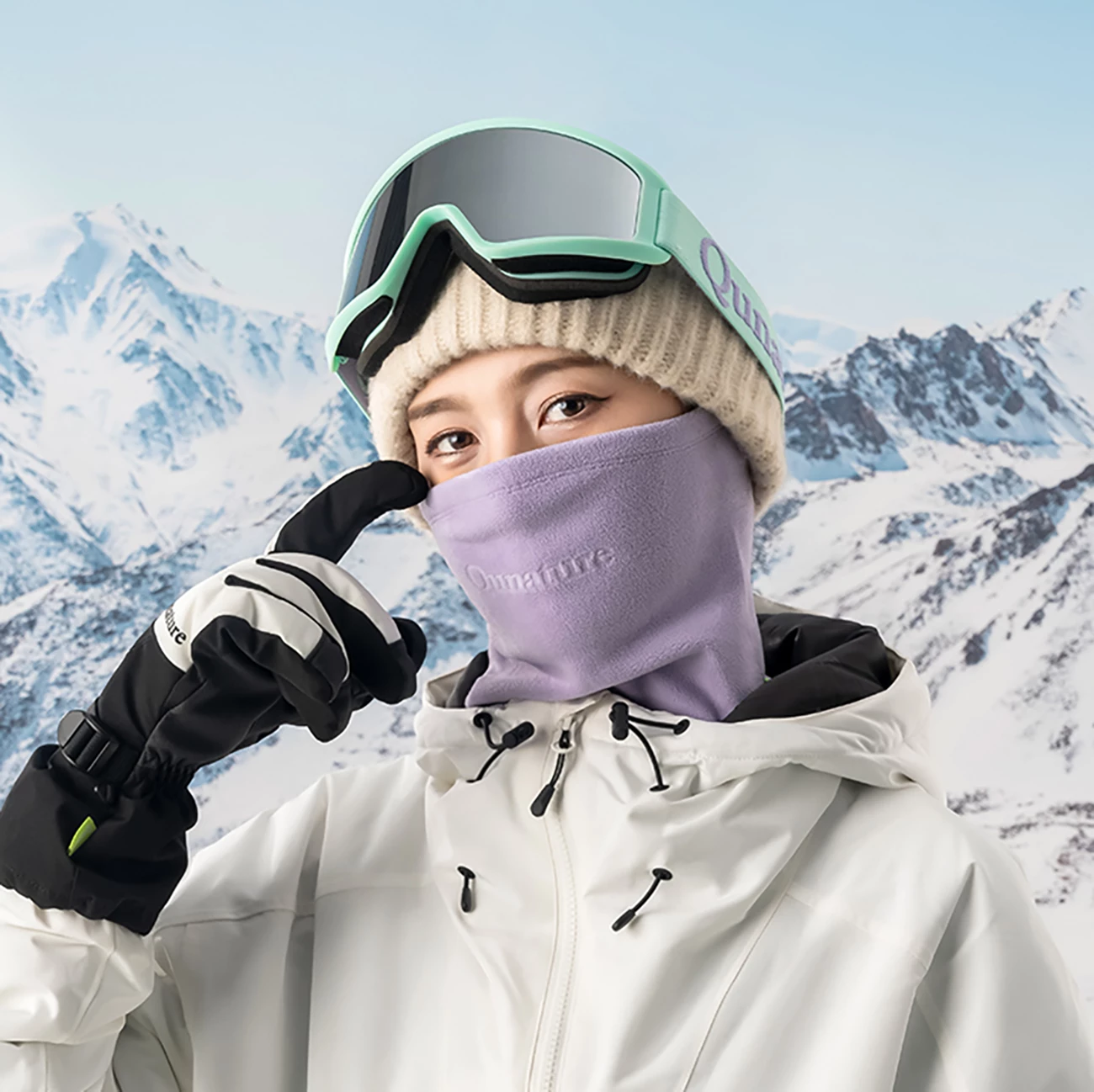 Smučarski šal Qunature Oli, L, rožnat