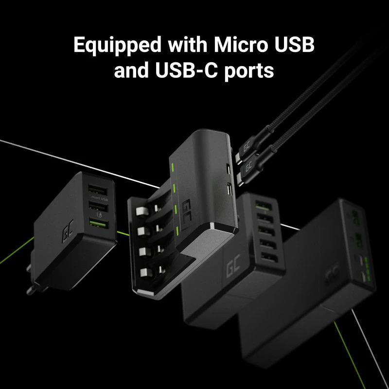 Polnilec baterij z 4x AAA 800 mAh, Green Cell VitalCharger GRSETGC02, črn