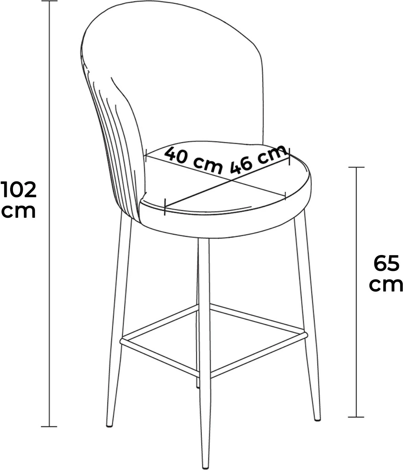 Komplet barskih stolov (2 kosa), Hanah Home Alte, kapučino, zlata