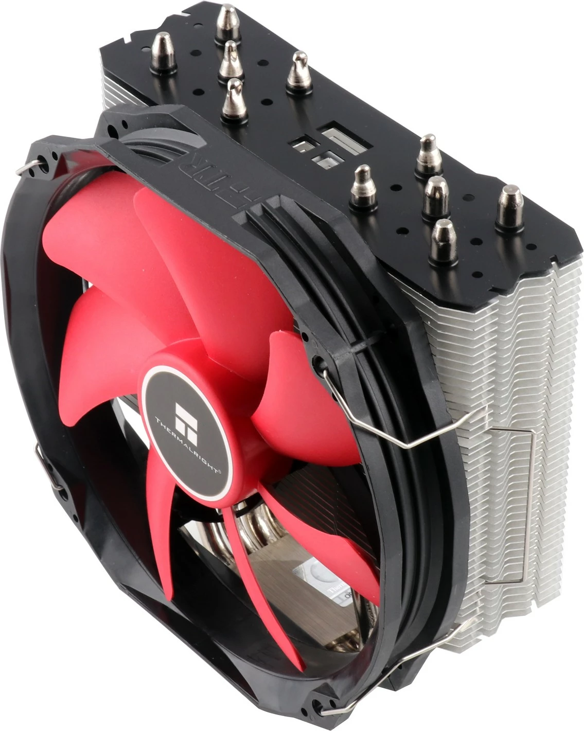 Zračno hlajenje 14 cm Thermalright TA140, 5 toplotnih cevi, 45 aluminijastih rebri, črno/rdeče/sivo