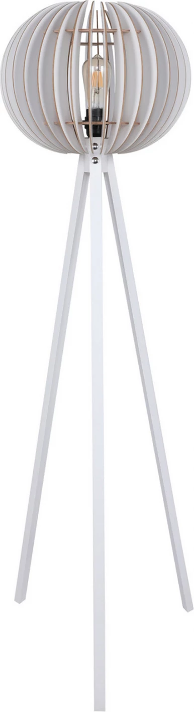 Lesena talna svetilka z belim senčnikom iz MDF FH7375.01 Φ36x145Υ cm