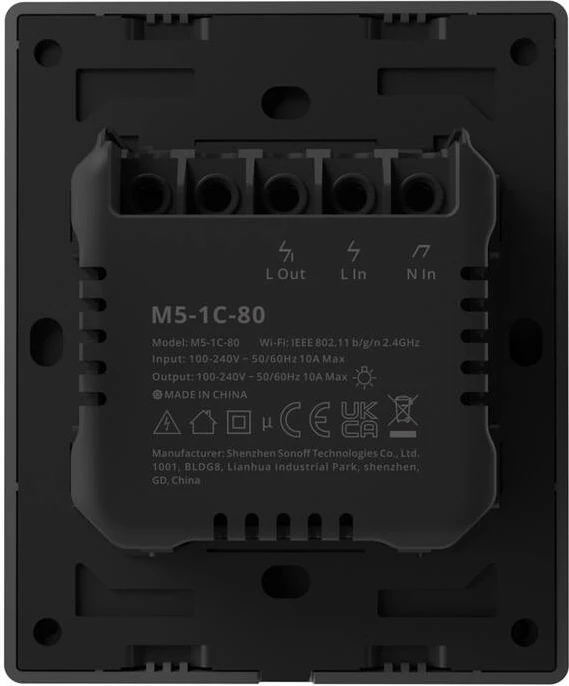 Pametna kaseta Sonoff M5-1C-80, 1 kanal, WiFi, grafit