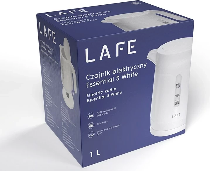 Električni čajnik 1 L, Lafe Essential S, bel
