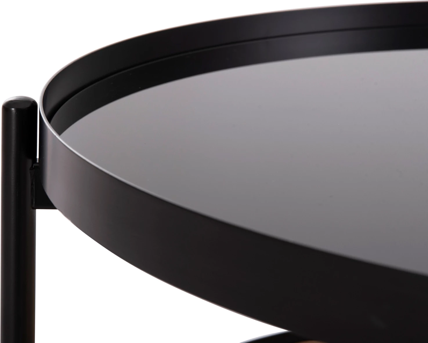 Klubska miza SEITZ FH18030 steklena plošča-kovina-ratan v naravni barvi Φ80x45Hcm