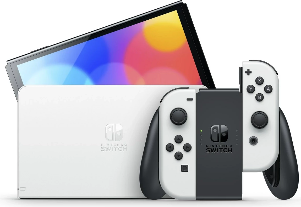 Prenosna igralna konzola OLED 7" Nintendo Switch, 64 GB, Wi‑Fi, bela