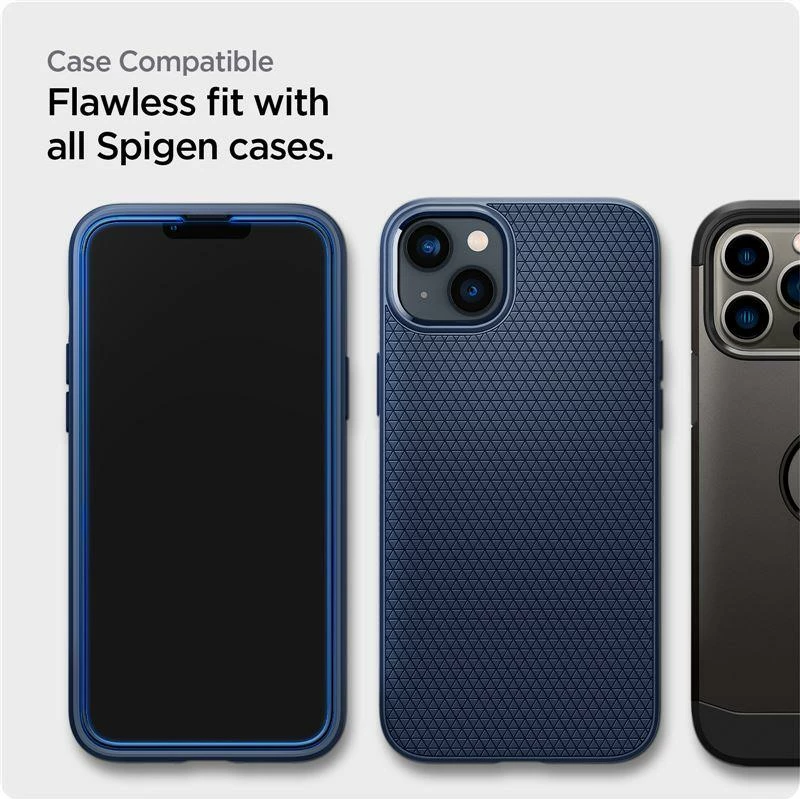 Zaščitno steklo ALM Glass FC za iPhone 13/13 Pro/14, črno — Spigen