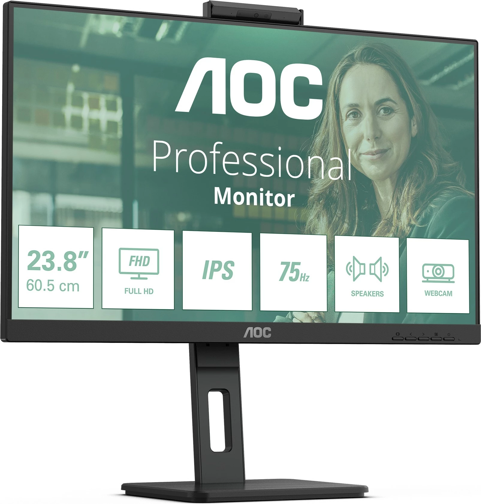 Monitor 23,8-palčni IPS Full HD 75Hz z zvočniki in spletno kamero AOC 24P3QW