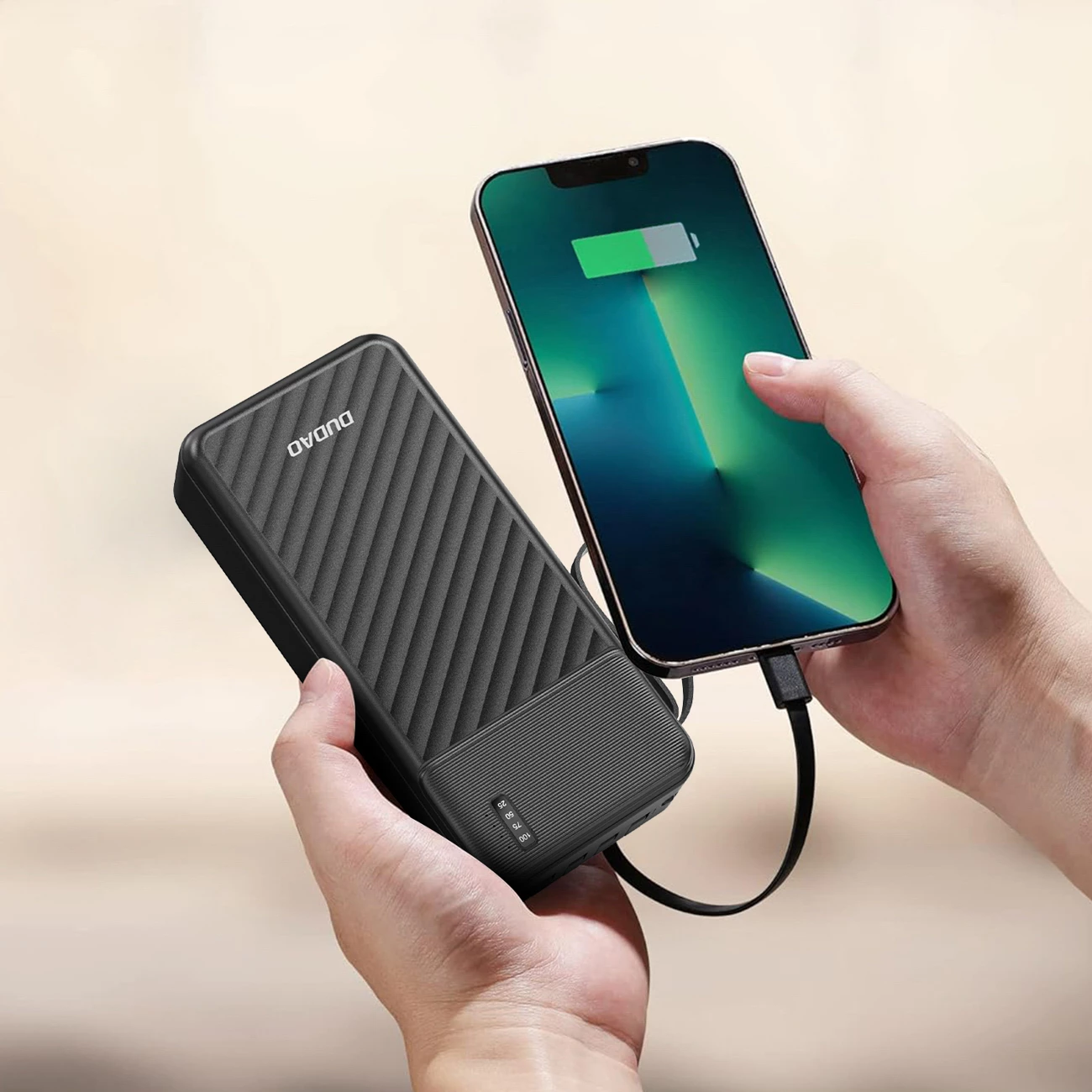Powerbank Dudao K11 Max, 30000 mAh, z vgrajenimi kabli, črn