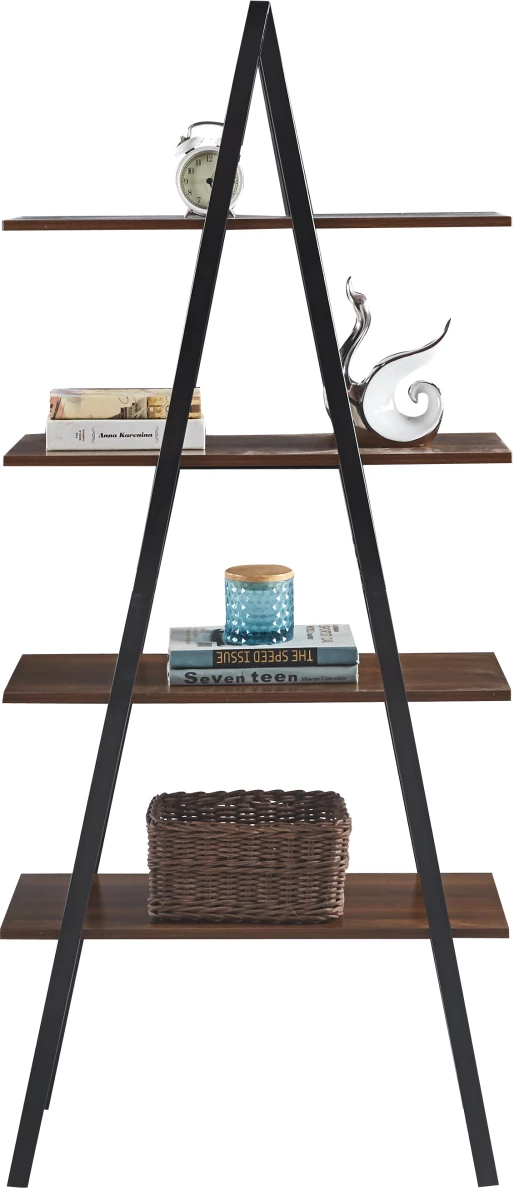 RACK STAM FH18073.04 črni kovinski okvir-melamin v orehu 71x38x164Hcm