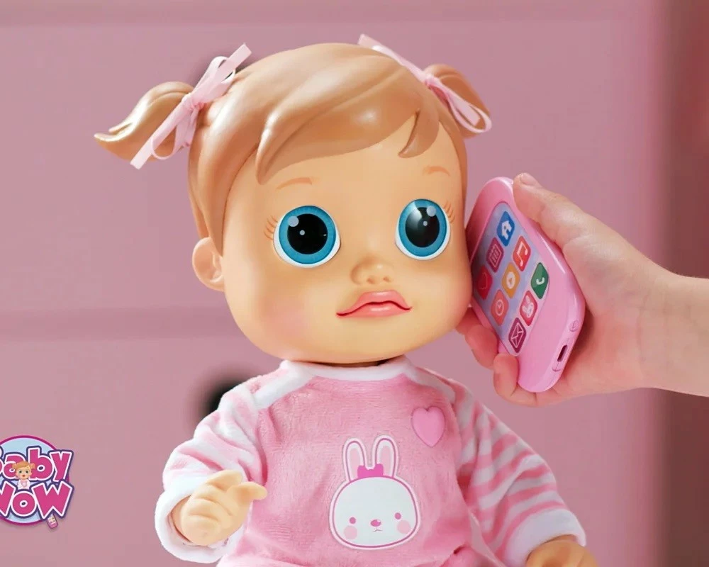 Interaktivna lutka Emma, Epee EP03198, 38 cm, z igralnim pametnim telefonom, rožnata