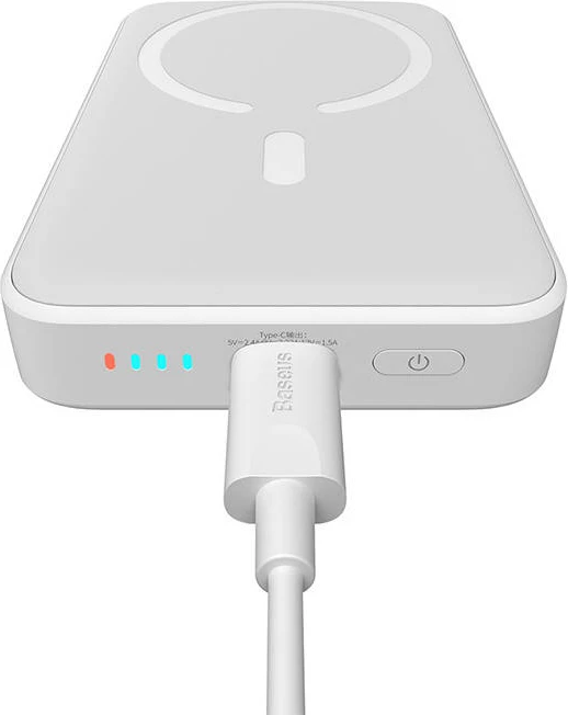Prenosna baterija 10000 mAh Baseus Magnetic Mini, USB-C 20W, MagSafe, bela