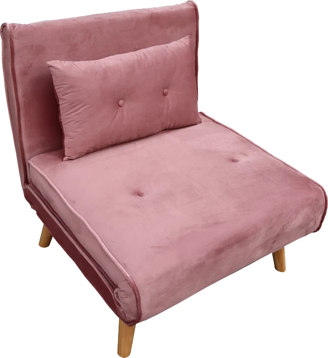 Sedežna postelja Josiane, žamet 'rotten apple' in lesene noge, 77x80x81 cm