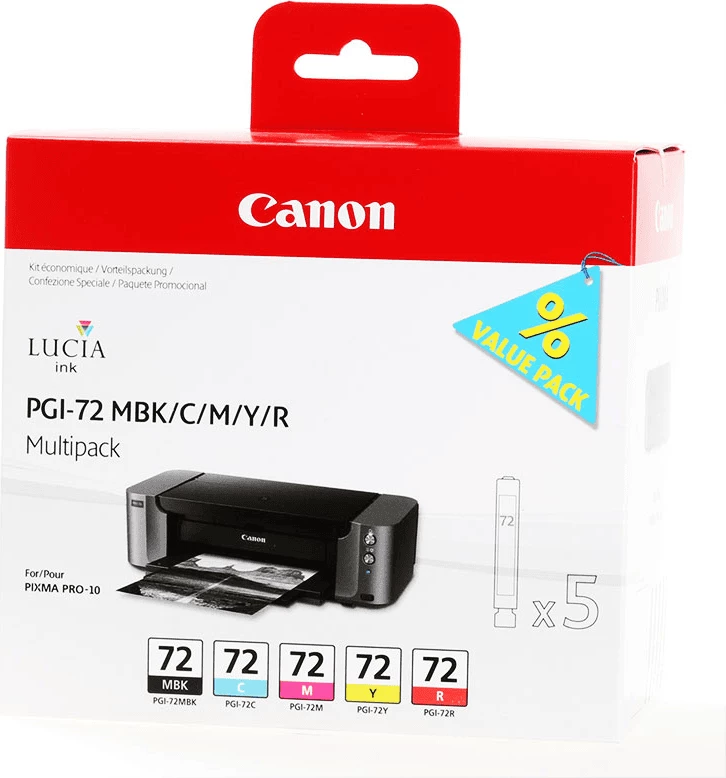 Komplet originalnih kartuš PGI-72 6402B009 za PIXMA PRO-10, 5-delni, Matte Black/Cyan/Magenta/Yellow/Red, Canon