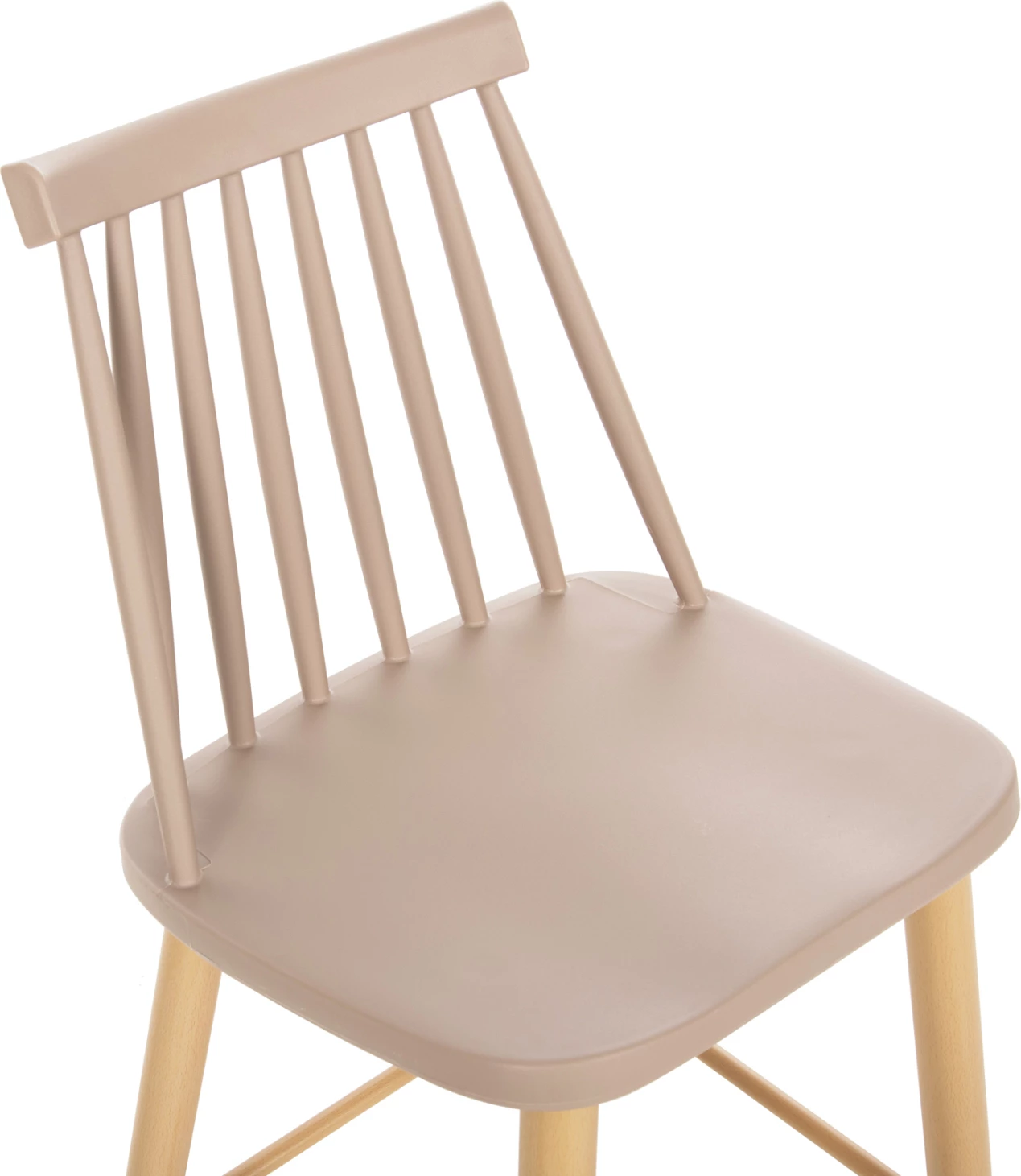 Barski stol srednje višine VANESSA FH9300.25 kapučino PP & kovinske noge v barvi lesa 45,5x46x97Hcm, set 2 kosov