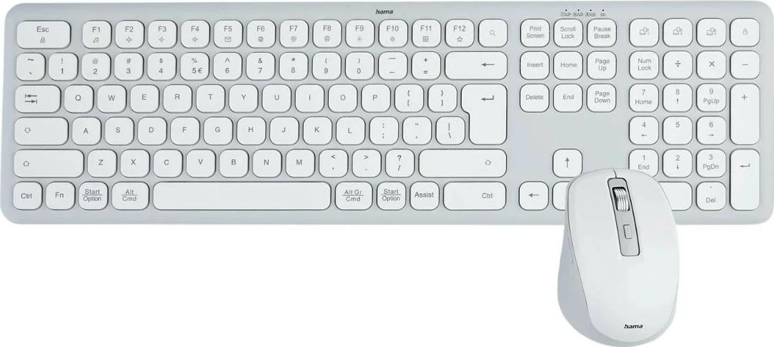 Brezžični set tipkovnica in miška, Hama WK-550/WKM-550, Bluetooth, bela