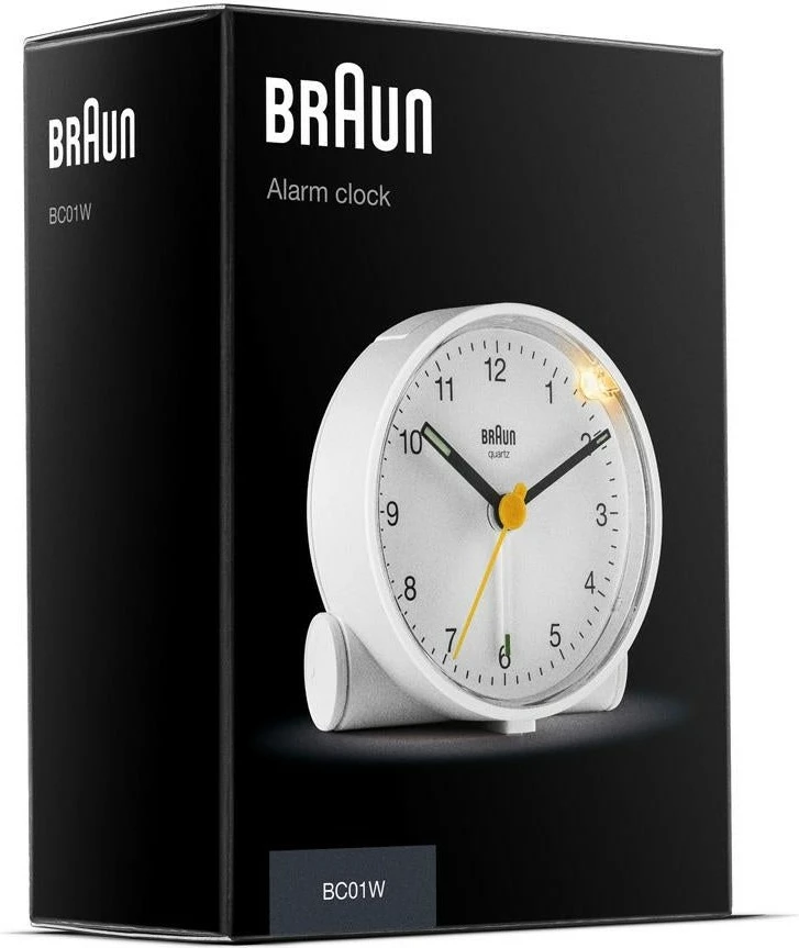 Analogni budilnik, Braun BC01W, quartz, bel