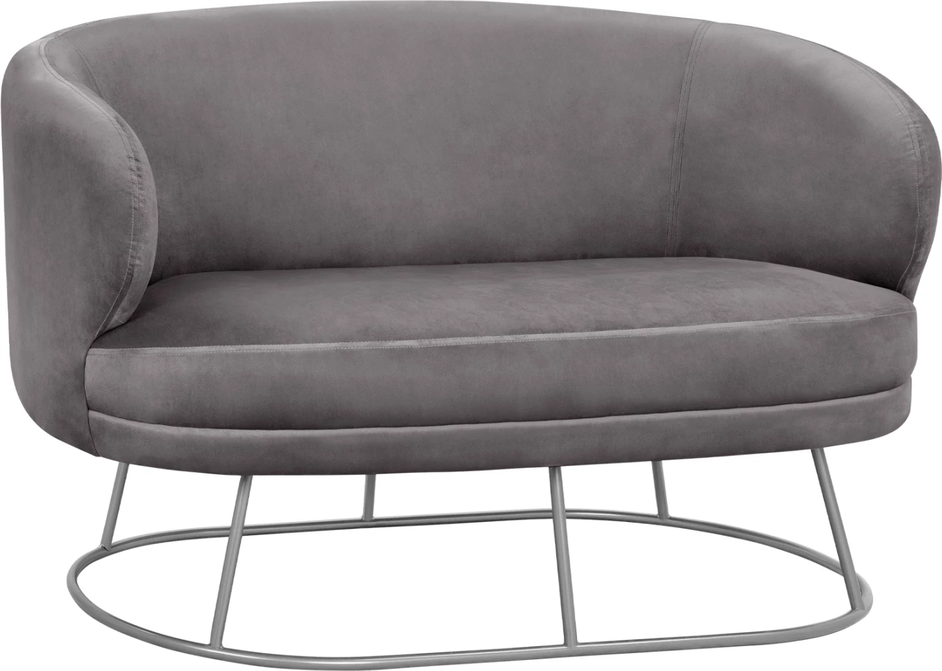 Dvosed kavč Arien iz žameta v sivi barvi s srebrno osnovo FH8492.01 125Χ80Χ84cm