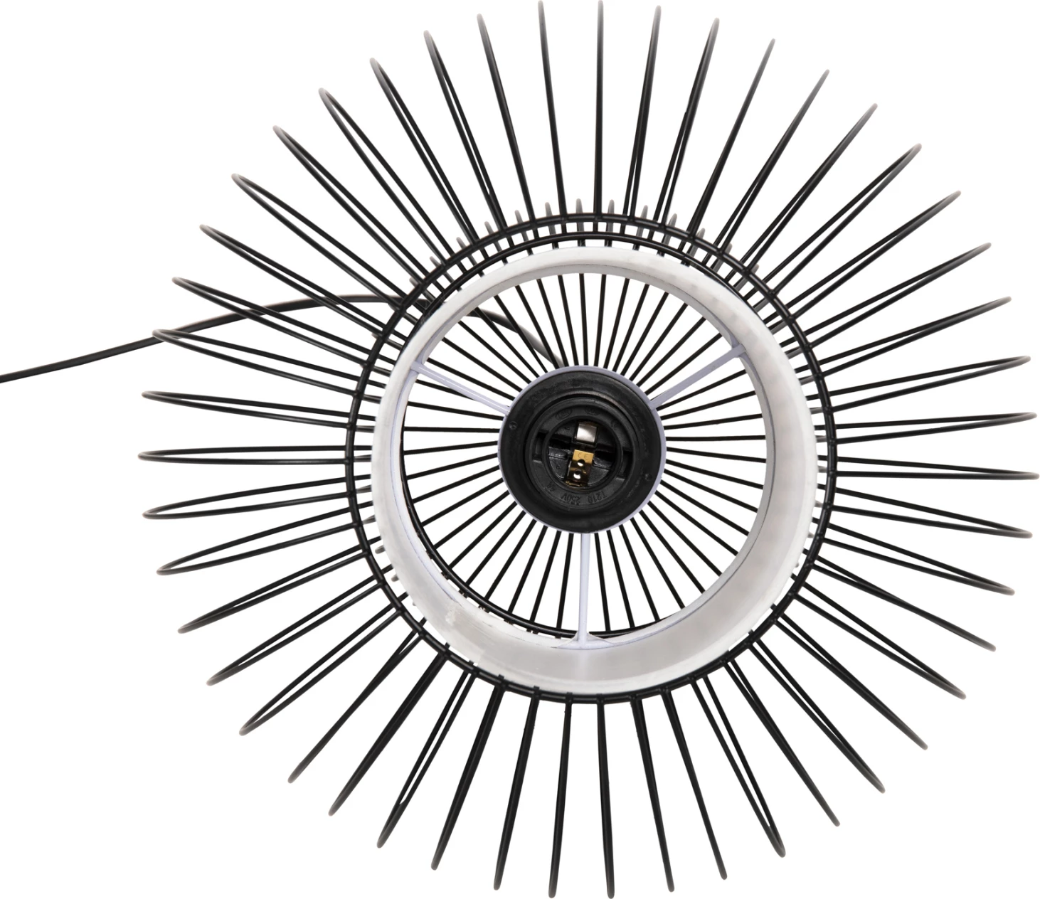 Stropna viseča svetilka FH4185 črna kovina-bela tkanina Φ30x115H cm