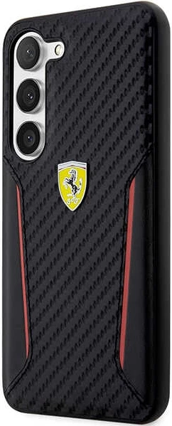 Ovitek za telefon Carbon Contrast Edges Ferrari FEHCS23MNPYK za Samsung Galaxy S23+, črn