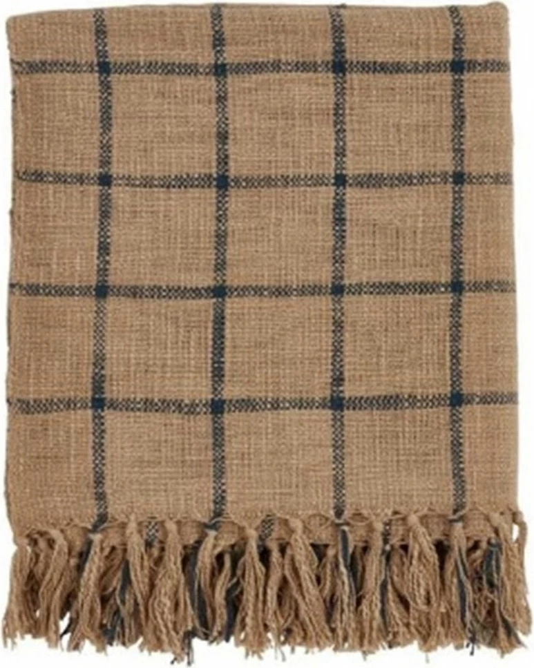 Dekorativna odeja Sand, bombaž-poliester, karamelno-črna, 130x170 cm