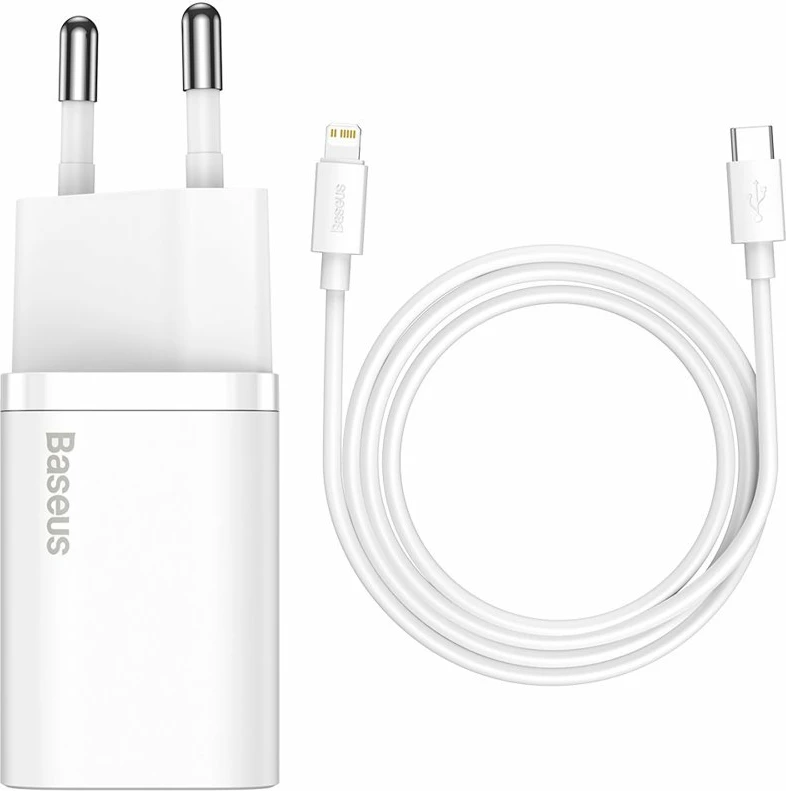 Hitri polnilec Baseus Super Si 1C, 20W, USB-C na Lightning 1 m, bel