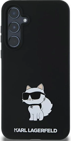 Silikonski ovitek z motivom Choupette Karl Lagerfeld za Samsung Galaxy A35, črn