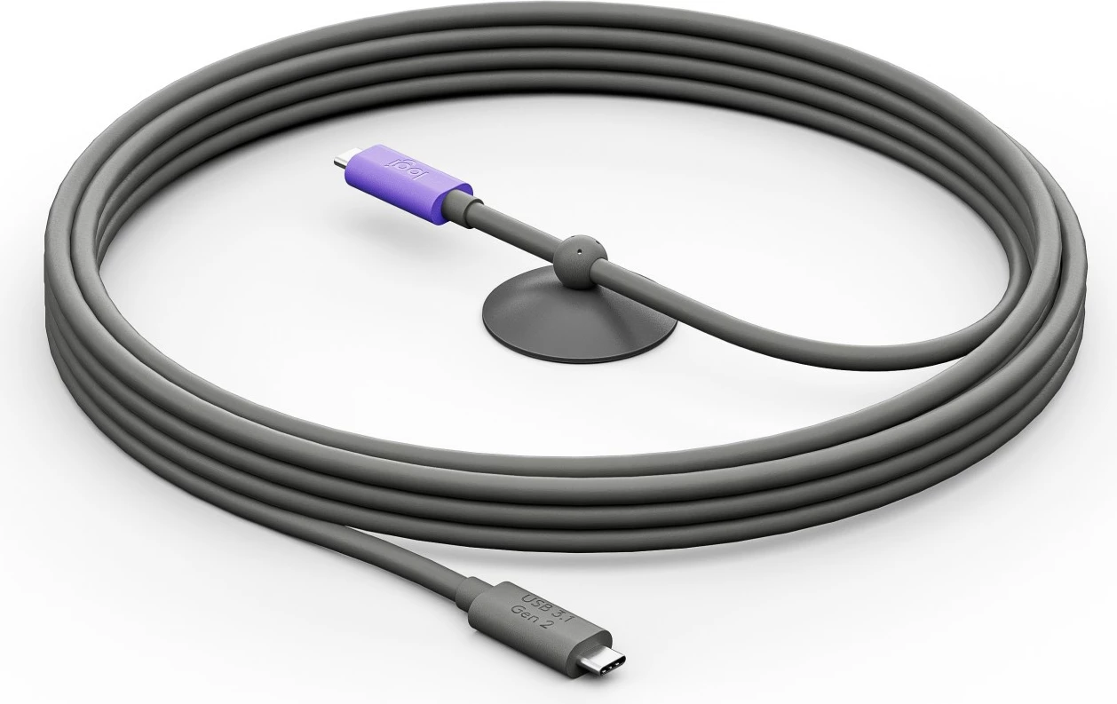 USB kabel Logitech 952-000195, 5 m, USB 3.2 Gen 2, grafit, vijoličen