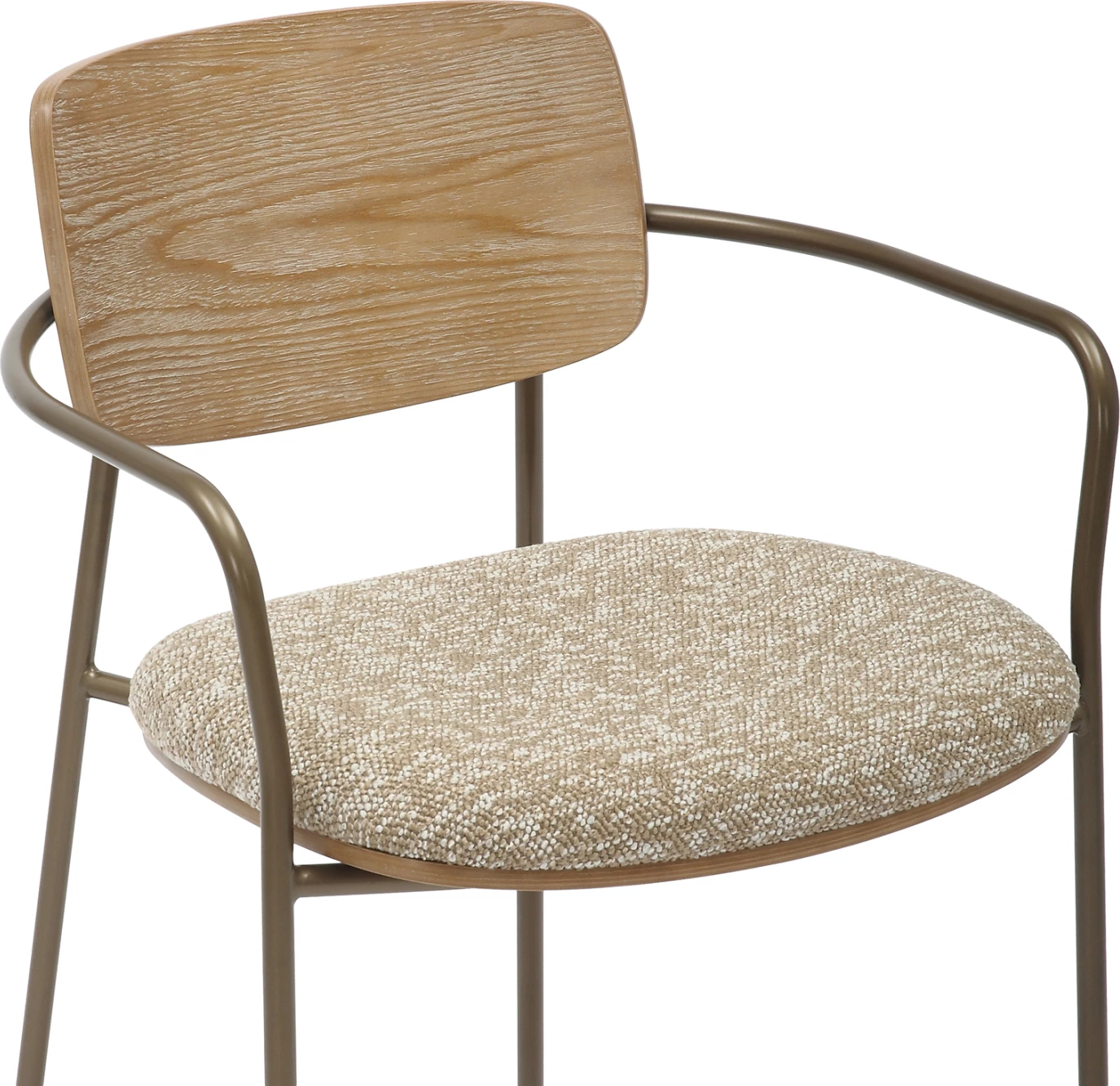 Jedilni stol VIKKI FH9980.01 kovinski v barvi starinskega bakra-bela prana vezana plošča-bež tkanina 54x54x75,5H cm, set 2 kosov