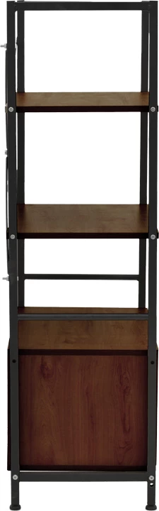 Stojalo s policami in omarico Kuili, črna kovina, MDF orehov odtenek, 60x36x121 cm