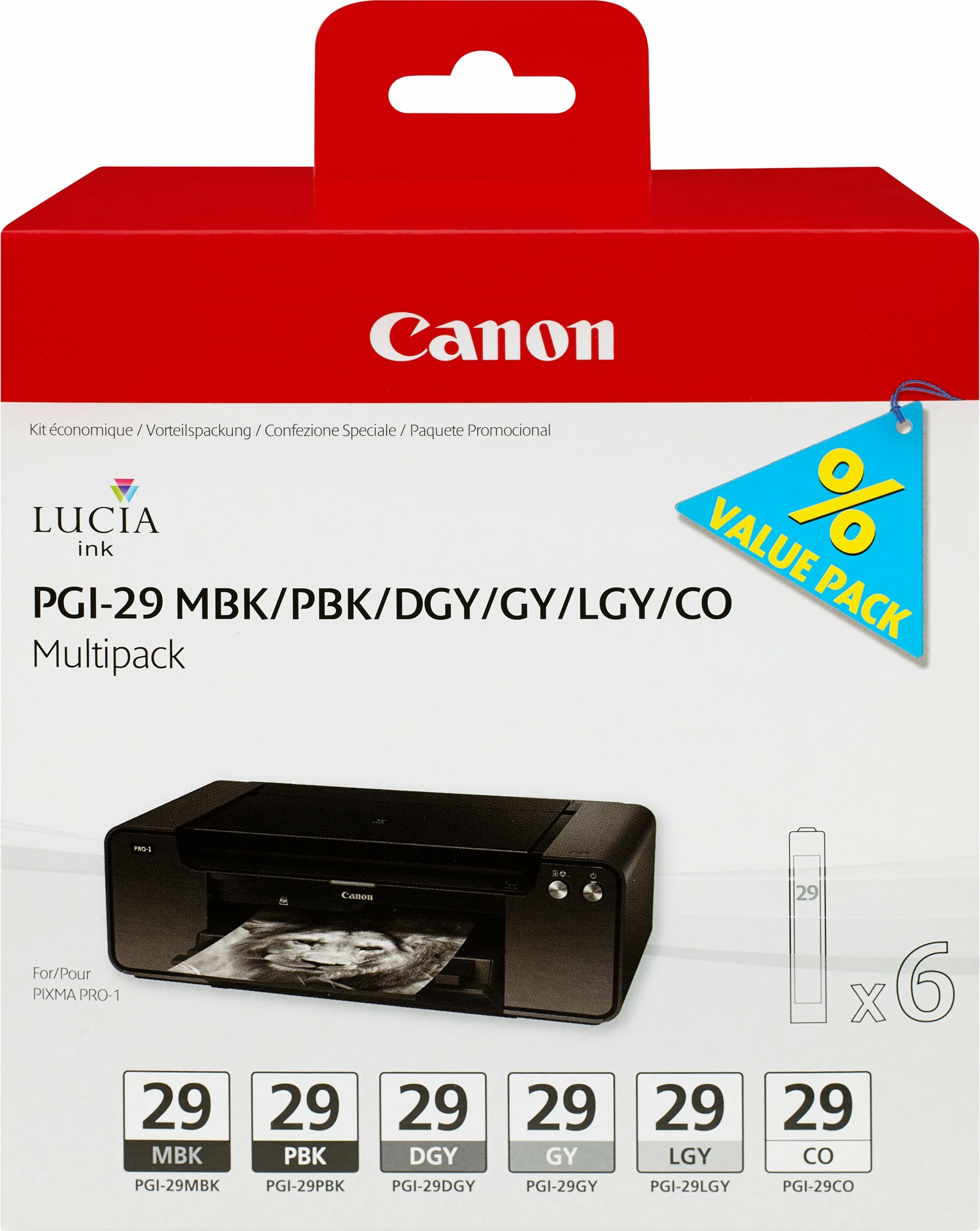 Multipack tonerji Canon PGI-29 MBK/PBK/DGY/GY/LGY/CO, 36 ml