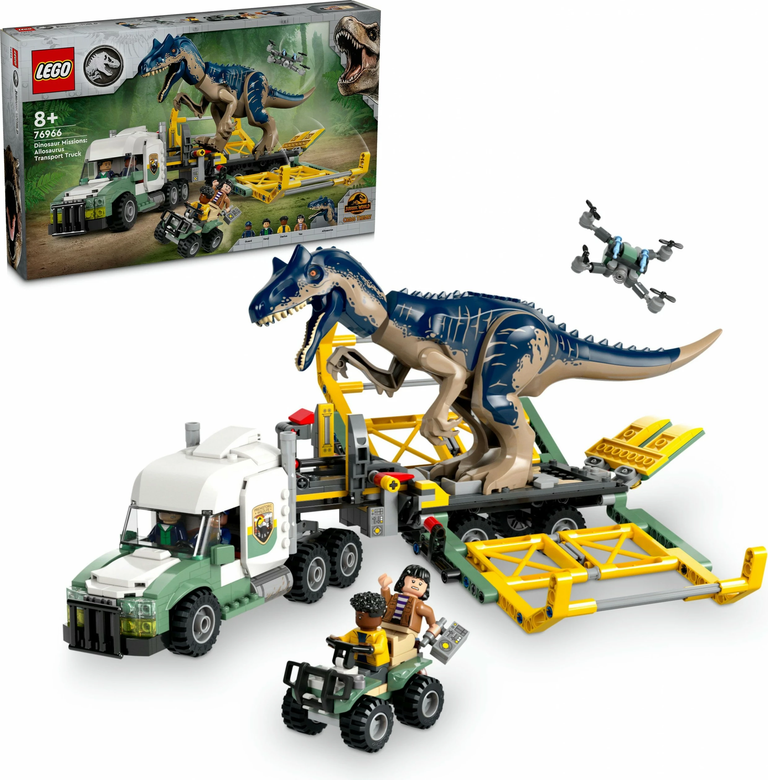 Set za gradnjo Allosaurus Transporter LEGO Jurassic World 76966, 588 kosov, večbarven
