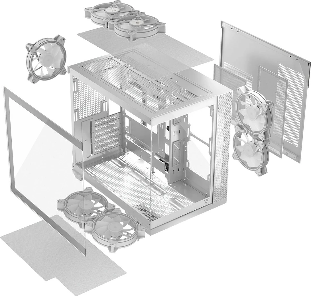 Računalniško ohišje MODECOM Volcano Panorama APEX ARGB 7F Midi, belo