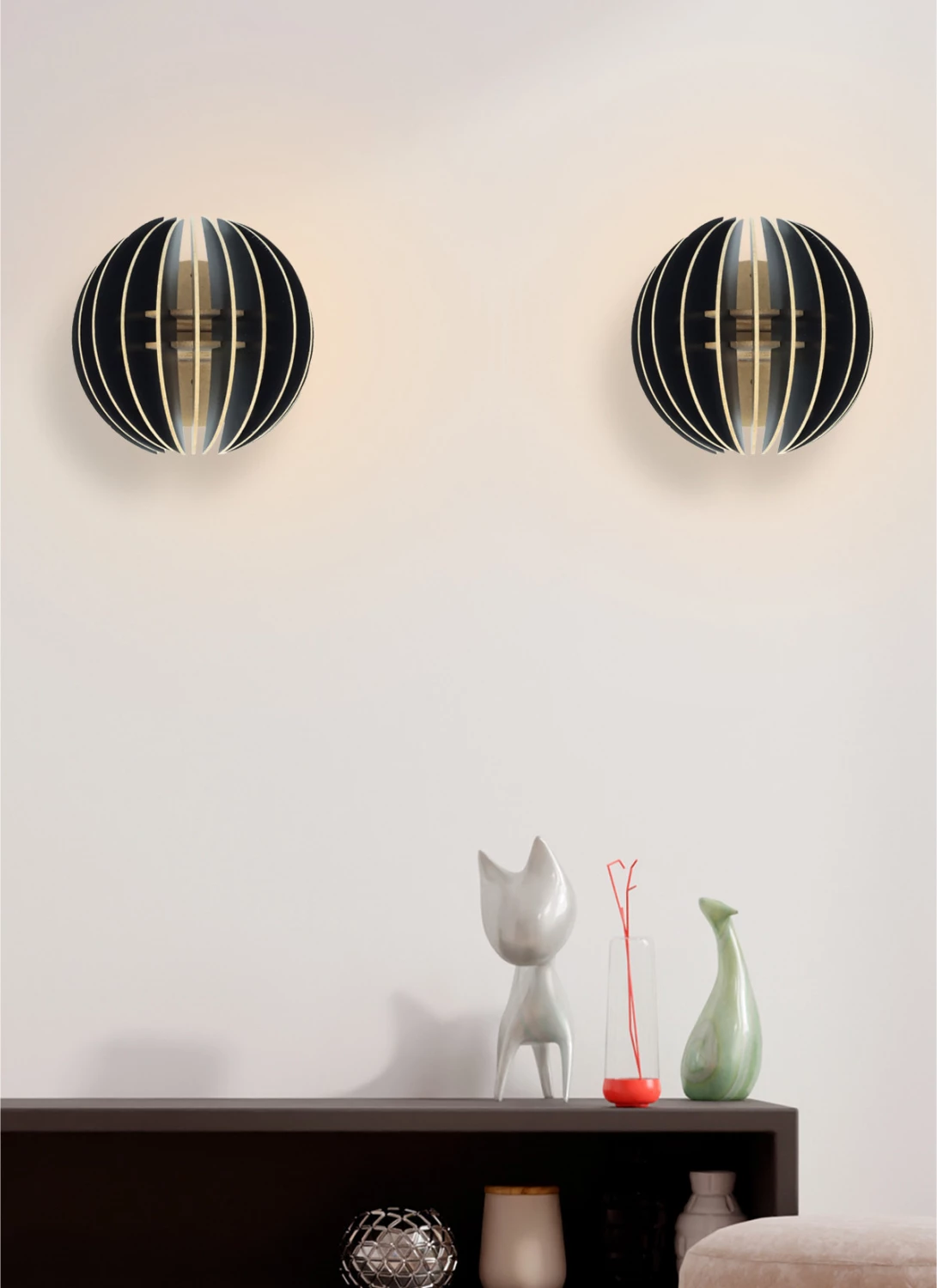 Komplet stenskih svetilk 2 kos lesene iz MDF črne FH7381.03 19,5x16,5x19,5 cm