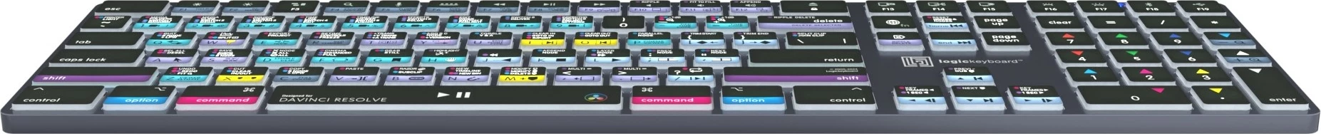 Tipkovnica polne velikosti (100%), z/ brez kabla, Bluetooth, osvetlitev, QWERTY, siva titan - Logickeyboard LKB-RESB-TM-UK