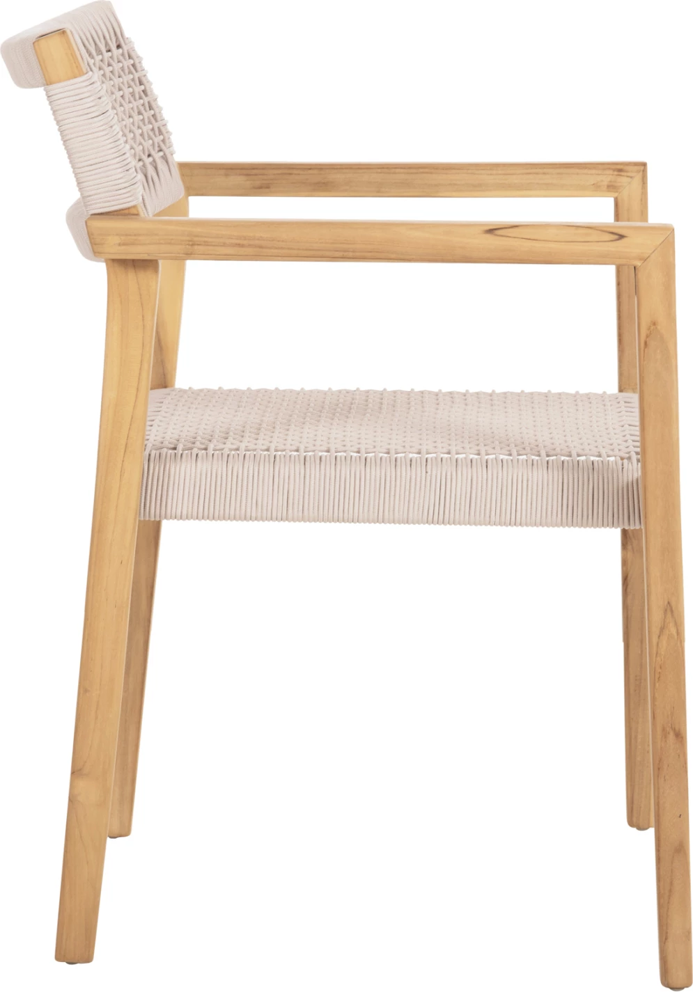 Stol Charlotte iz tikovine v naravni barvi in bež vrvi 58x61x81H cm