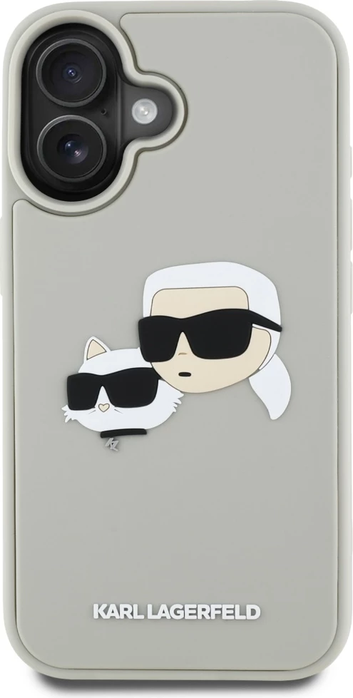 Ovitek za telefon HC 3D Rubber Double Heads Karl Lagerfeld za iPhone 16, bež