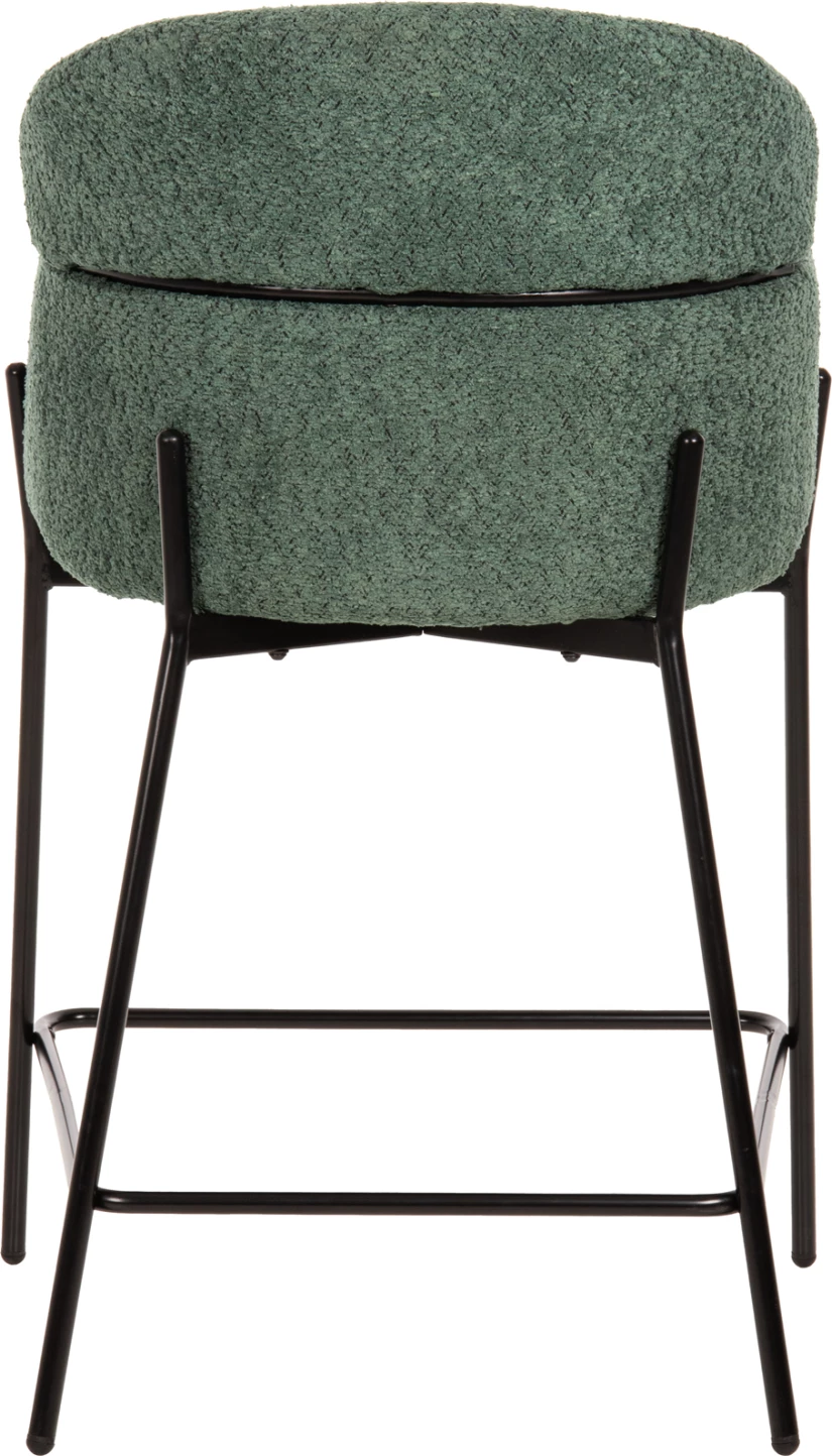 Barski stol srednje višine WOLF FH8584.03 v petrol zelenem bouclé blagu-črne kovinske noge 56x56x96Hcm, set 2 kosov