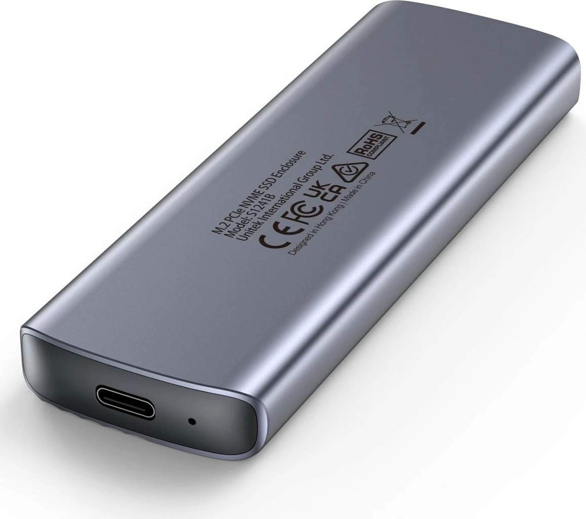 Zunanji aluminijast ohišje za SSD M.2 NVMe Unitek S1241B01, USB-C, 10Gbps, siv