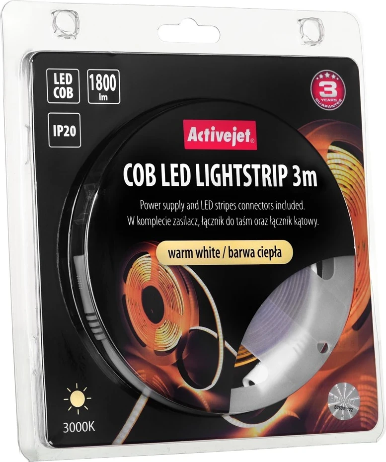 Univerzalna notranja LED svetilka z trakom Activejet AJE-COB 3 m