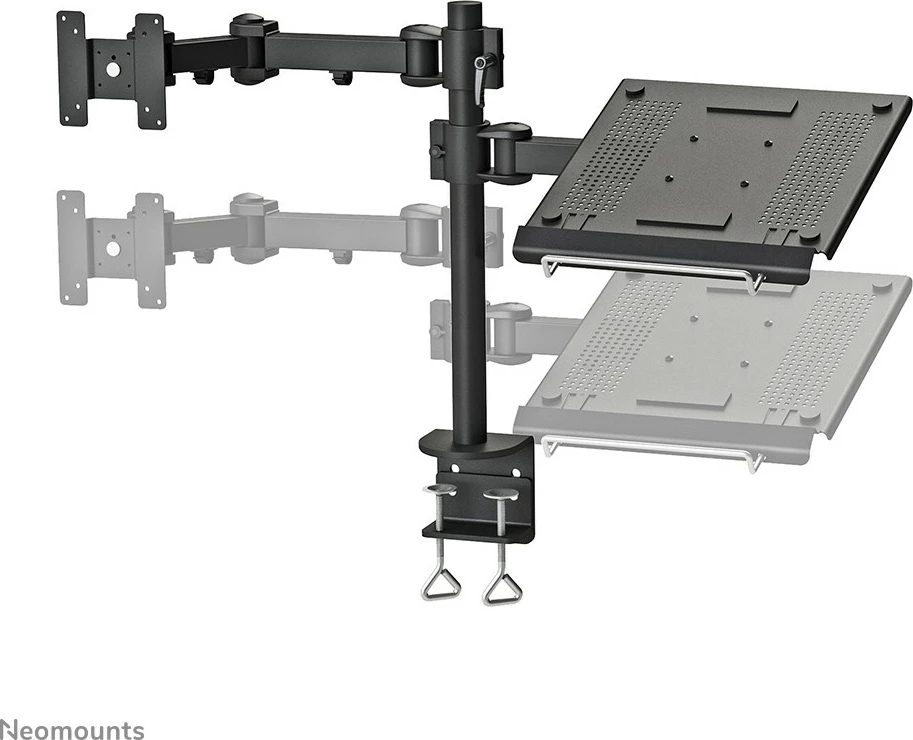 Namizno držalo za monitor in prenosnik Neomounts Newstar FPMA-D960NOTEBOOK, za monitor 10–27 in. in prenosnik, s sponko, črno